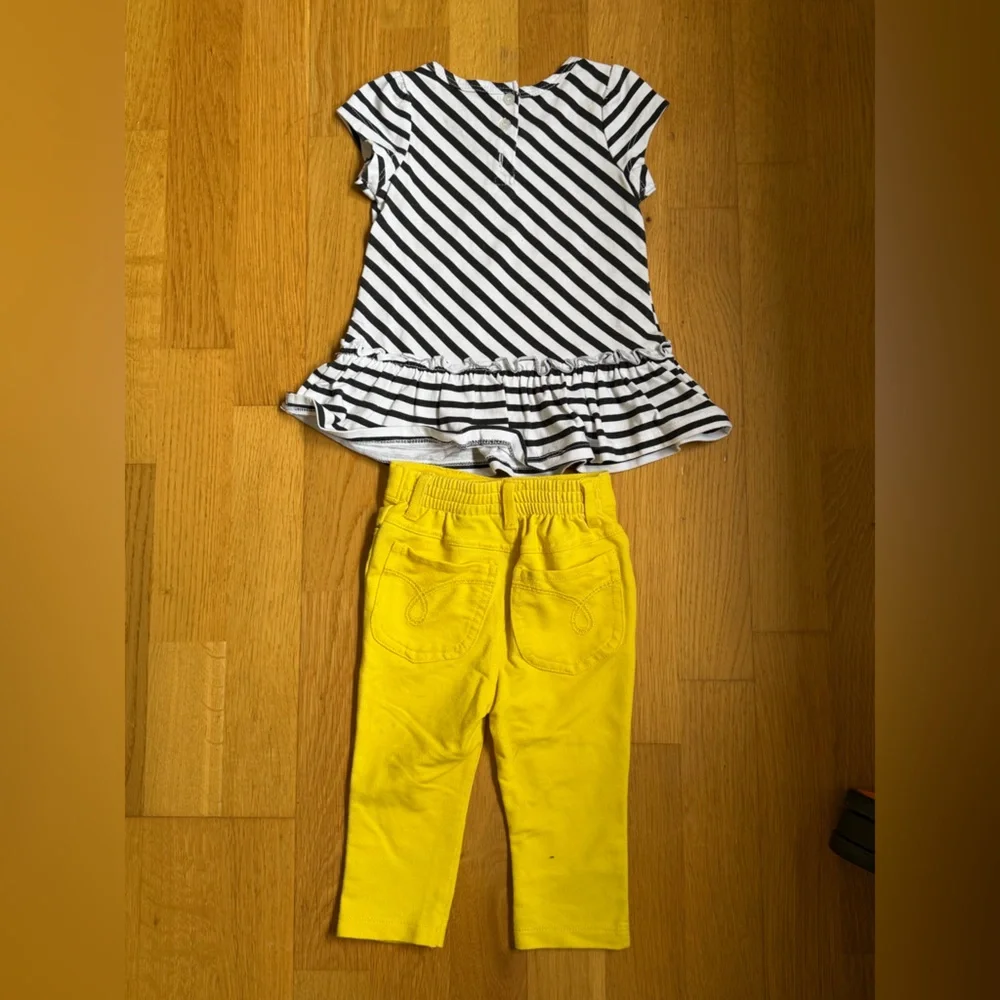 Calvin Klein Jeans Toddler Girl Striped Peplum Top & Yellow Jeggings (24M)